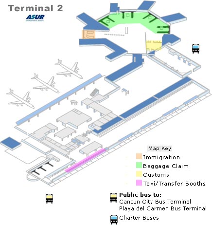 Cancun Airport Map of Terminal 2