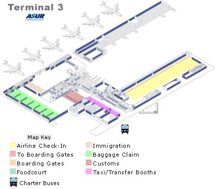 Cancun Airport Map of Terminal 3