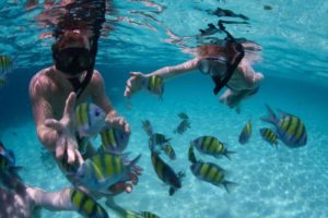 Couple snorkeling in cancun and riviera maya