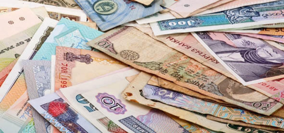 Currency exchange service area for international travelers at an airport