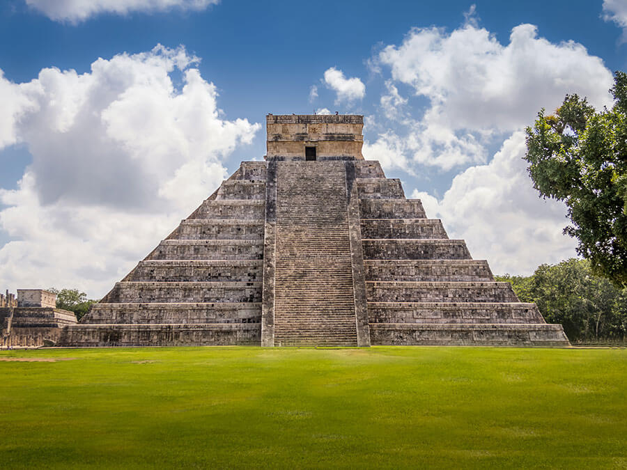 A pyramid of ancient Maya civilization in the Yucatan
