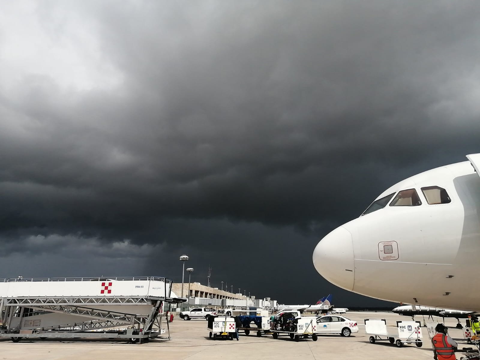 airport in the middle of hurricane grace