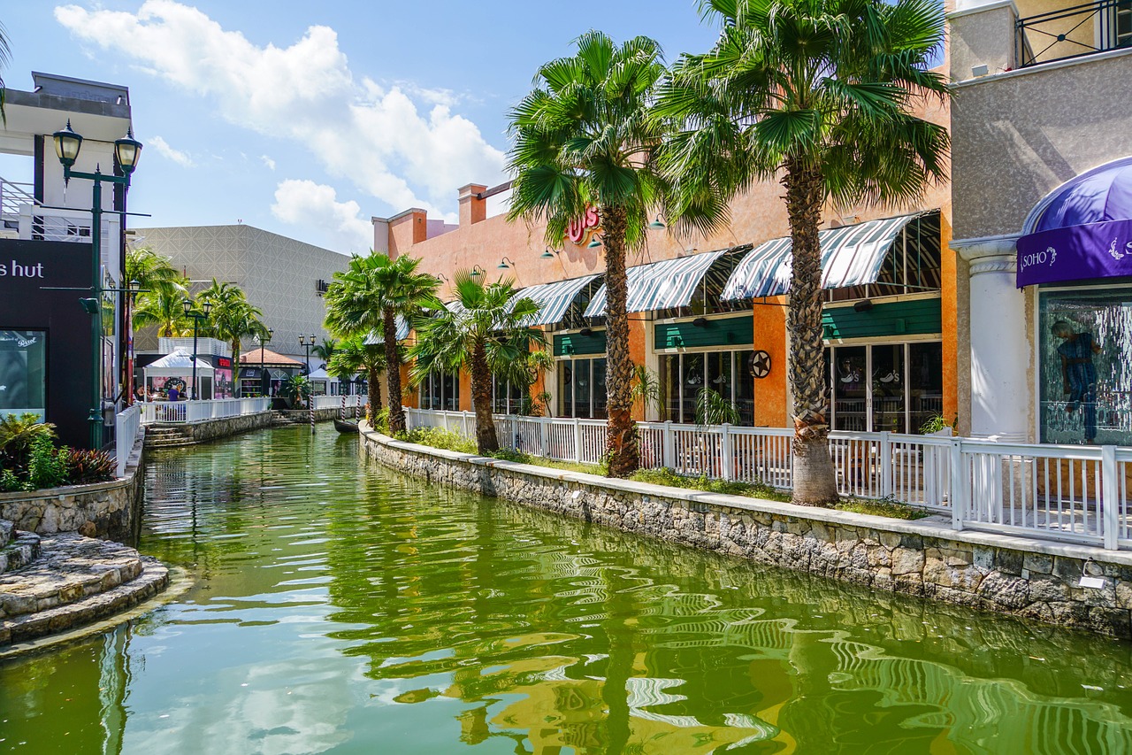A canal street in downtown Cancun