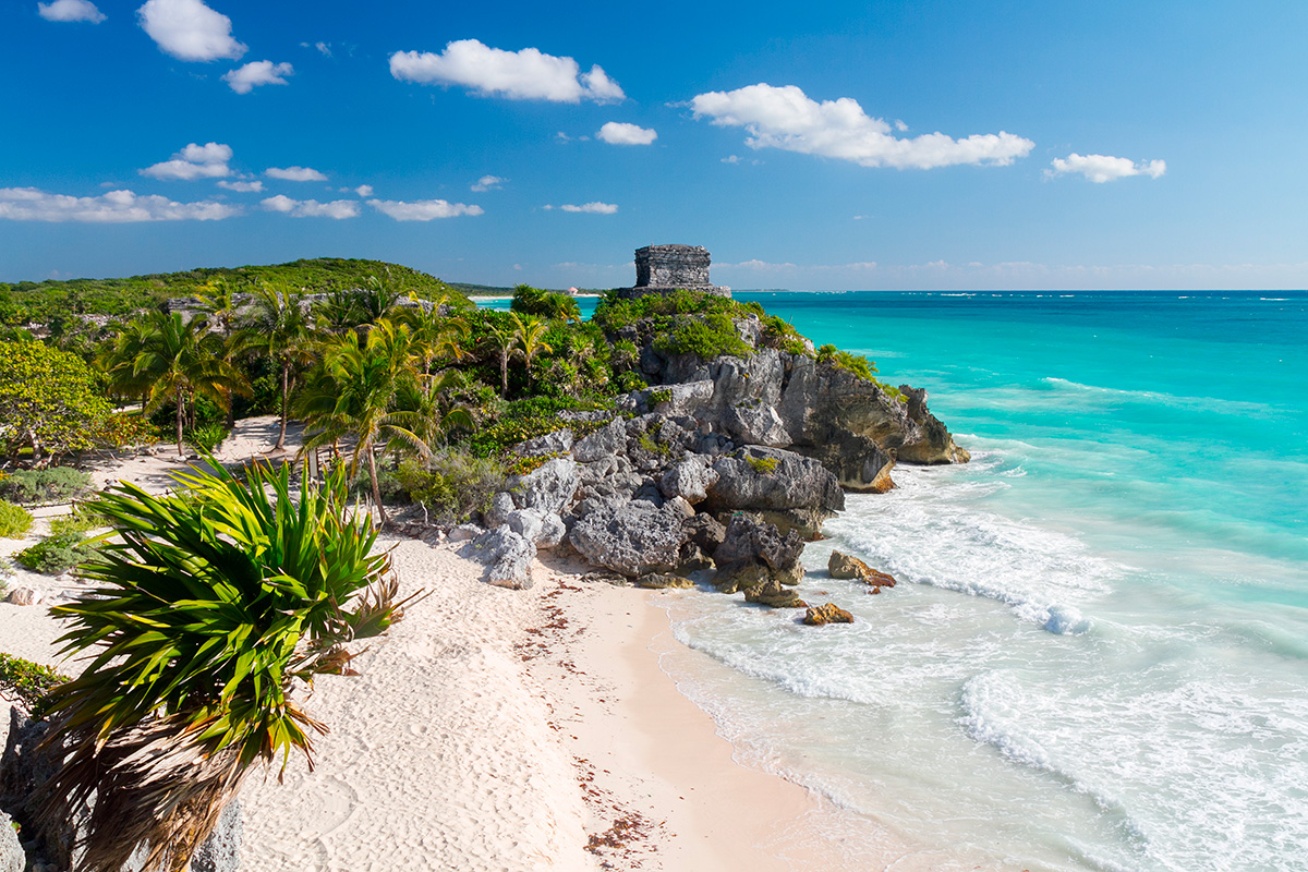 Tulum beach and mayan ruins