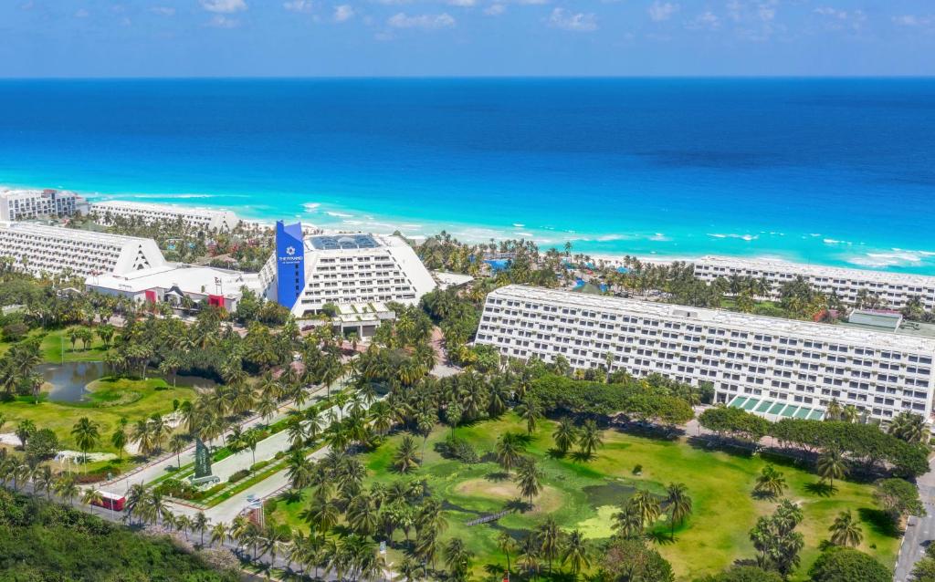 Cancun hotel zone and beach view