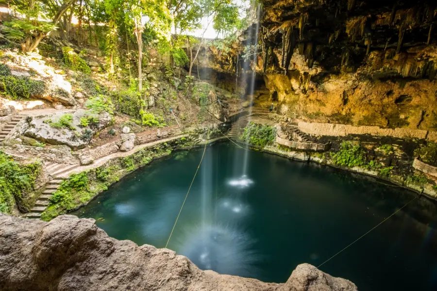 Mexican cenote in the Yucatan Peninsula. Cenote Zaci