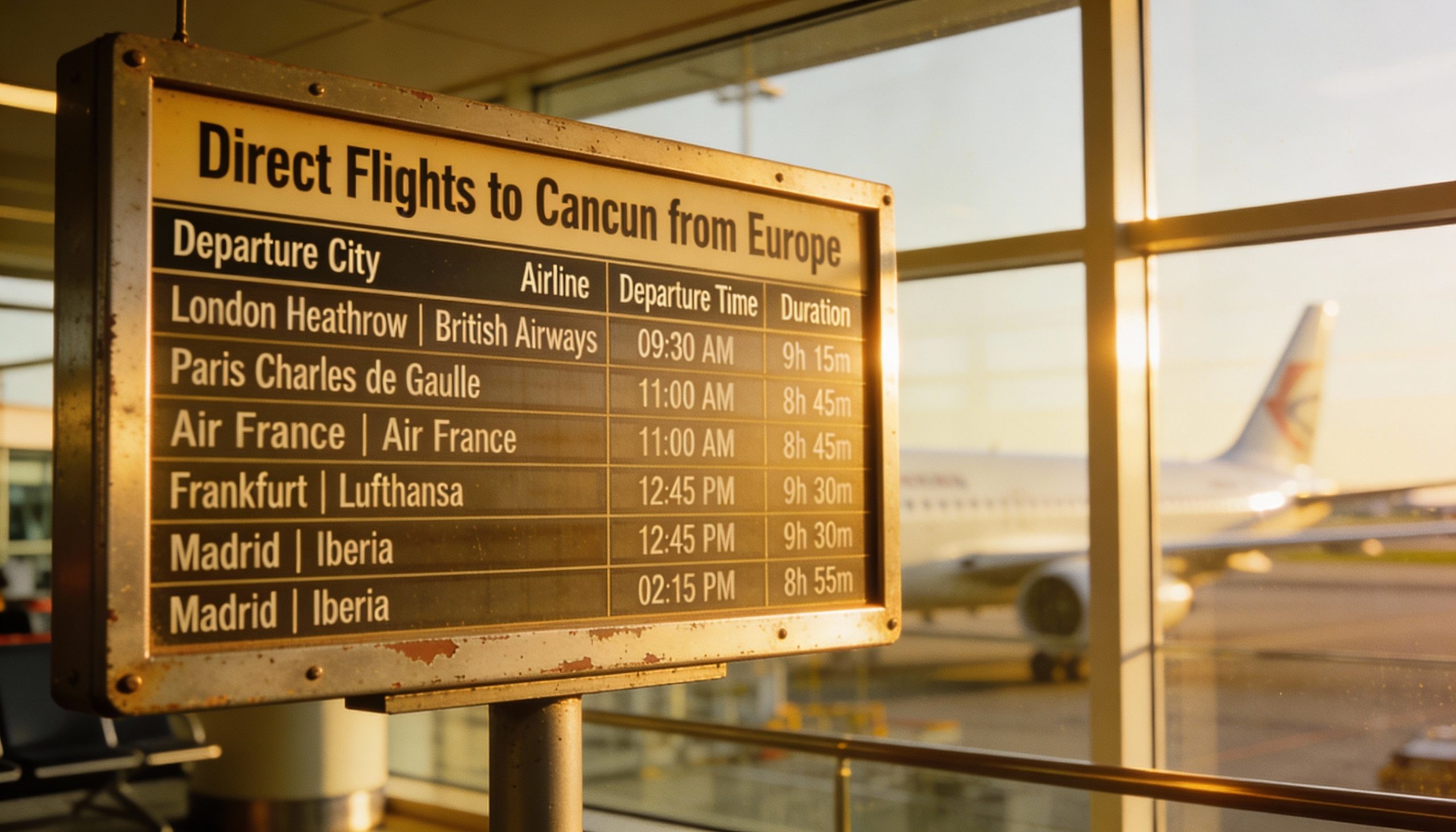 Direct flights to Cancun from Europe