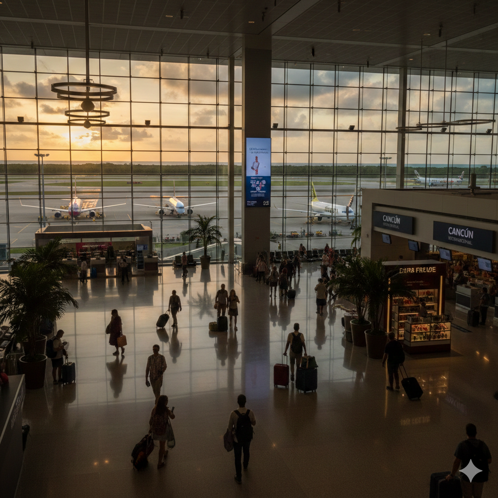 What are the shopping options at Cancún Airport?