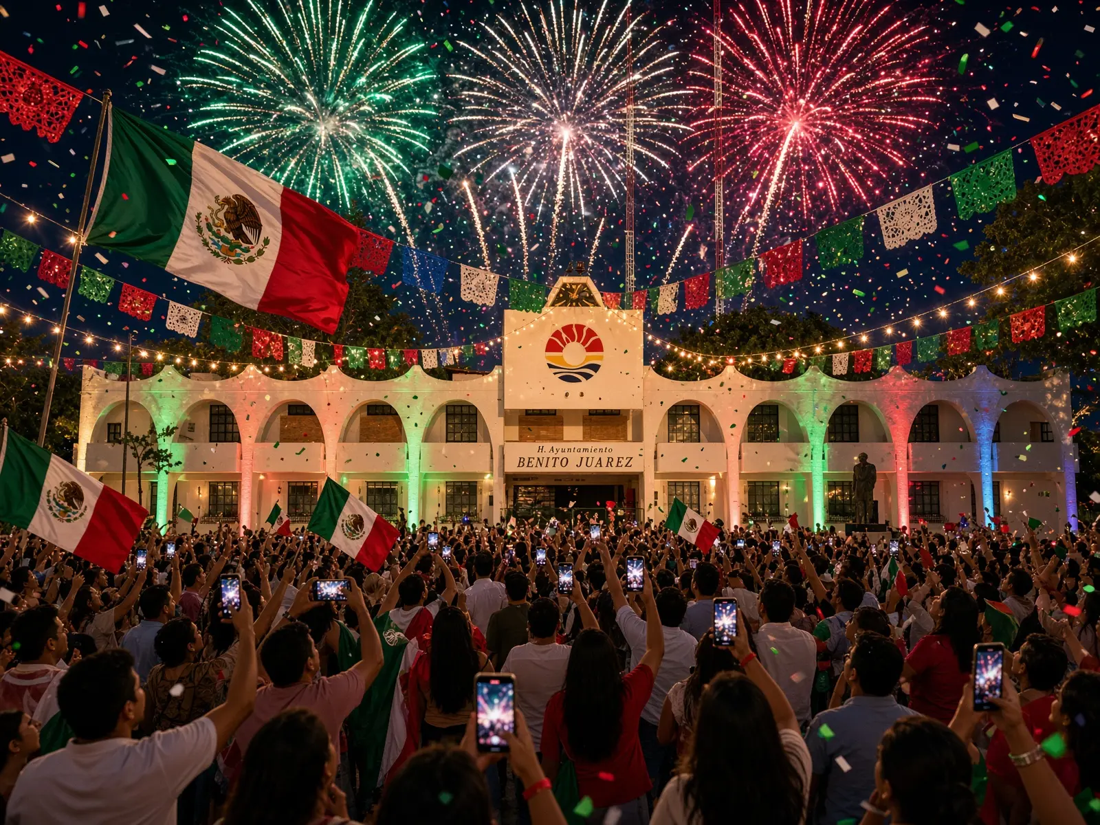 Celebrating Mexico's Independence Day at Plaza de la Reforma Cancun